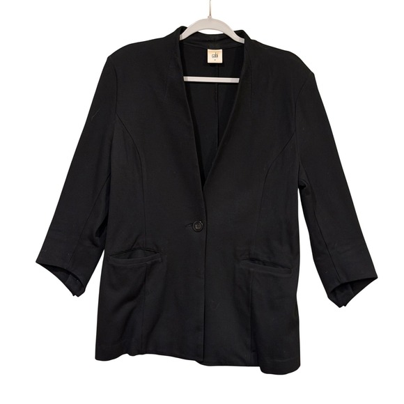 CAbi Jackets & Blazers - Cabi Womens Blazer Black Size 10 Single Button 3/4 Sleeve Ponte Knit Career